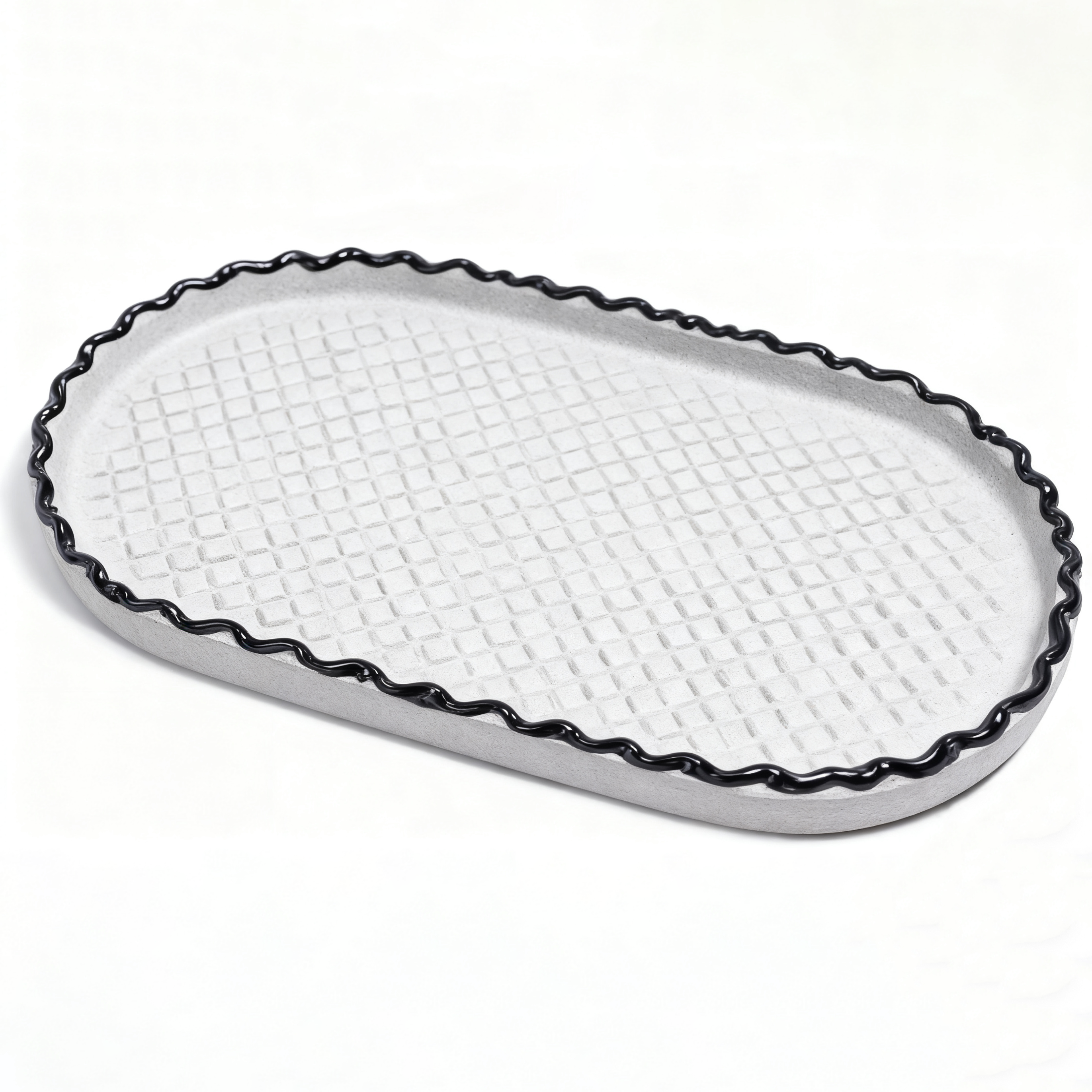 Japanese Geometric Textured Ceramic Tray